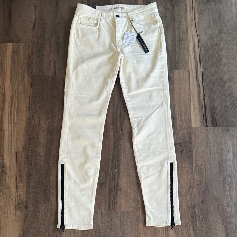 J Brand Mid Rise Super Skinny zip corduroy pants